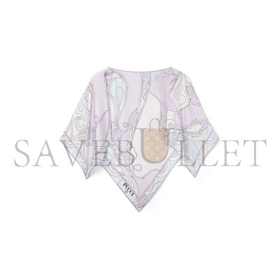 PUCCI ORCHIDEE PRINT SILK CAPE BLOUSE 5URM975U894044